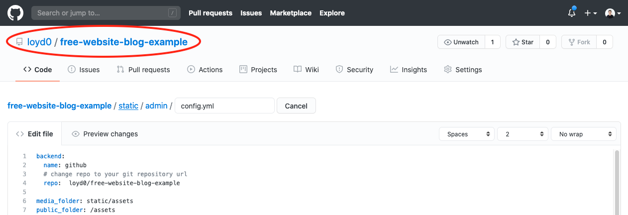 What to enter into the yaml file